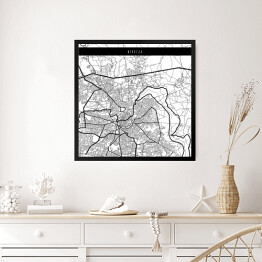 Obraz w ramie Mapa miast świata - Nikozja - biała