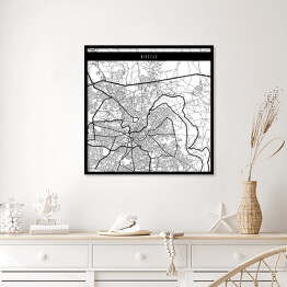 Plakat w ramie Mapa miast świata - Nikozja - biała