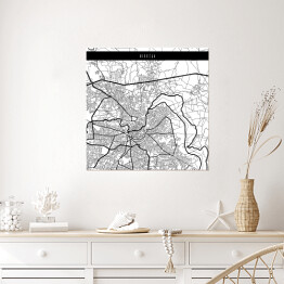 Plakat samoprzylepny Mapa miast świata - Nikozja - biała