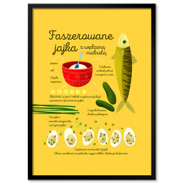 Plakat w ramie Ilustracja - przepis na faszerowane jajka z wędzoną makrelą