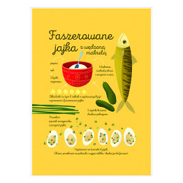 Plakat samoprzylepny Ilustracja - przepis na faszerowane jajka z wędzoną makrelą