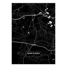 Plakat samoprzylepny Mapa Rudy Śląskiej czarno-biała
