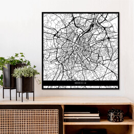 Plakat w ramie Mapy miast świata - Bruksela - biała