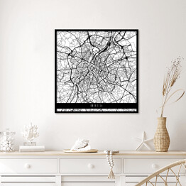 Plakat w ramie Mapy miast świata - Bruksela - biała