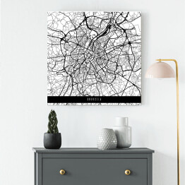 Obraz na płótnie Mapy miast świata - Bruksela - biała