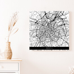 Obraz na płótnie Mapy miast świata - Bruksela - biała