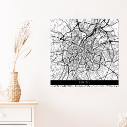 Plakat samoprzylepny Mapy miast świata - Bruksela - biała