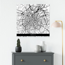 Plakat samoprzylepny Mapy miast świata - Bruksela - biała