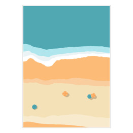 Plakat samoprzylepny Ilustracja - parasole rozstawione na plaży przy brzegu morza