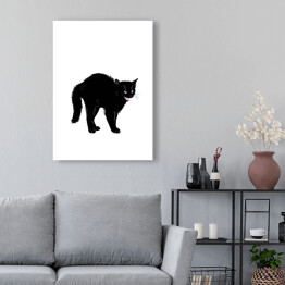 Obraz klasyczny Zły czarny kociak z nastroszonym futerkiem