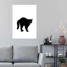 Plakat Zły czarny kociak z nastroszonym futerkiem