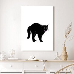 Obraz na płótnie Zły czarny kociak z nastroszonym futerkiem