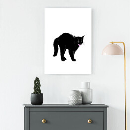 Obraz na płótnie Zły czarny kociak z nastroszonym futerkiem