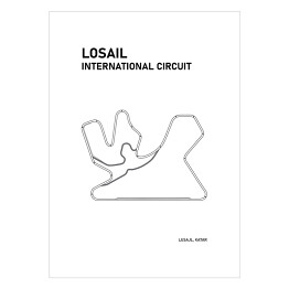 Plakat samoprzylepny Losail International Circuit - Tory wyścigowe Formuły 1 - białe tło