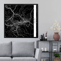 Obraz w ramie Mapa miast świata - Sarajewo - czarna