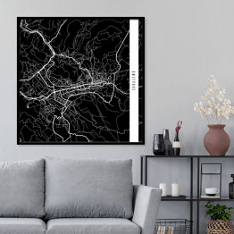 Plakat w ramie Mapa miast świata - Sarajewo - czarna