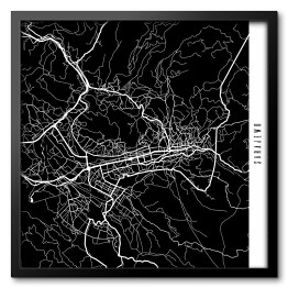 Obraz w ramie Mapa miast świata - Sarajewo - czarna