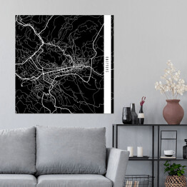 Plakat samoprzylepny Mapa miast świata - Sarajewo - czarna