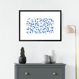 Obraz w ramie Abstrakcja - niebieskie i granatowe kropki na białym tle