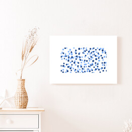 Obraz klasyczny Abstrakcja - niebieskie i granatowe kropki na białym tle