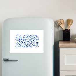 Magnes dekoracyjny Abstrakcja - niebieskie i granatowe kropki na białym tle