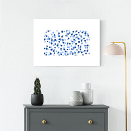 Obraz na płótnie Abstrakcja - niebieskie i granatowe kropki na białym tle