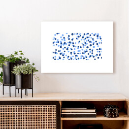 Obraz na płótnie Abstrakcja - niebieskie i granatowe kropki na białym tle