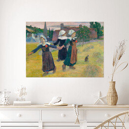 Plakat samoprzylepny Paul Gauguin "Tańczące dziewczyny z Breton, Pont-Aven" - reprodukcja