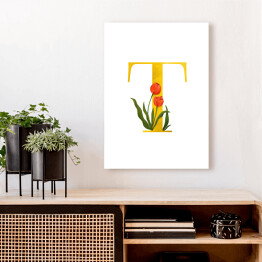 Obraz na płótnie Roślinny alfabet - litera T jak tulipan