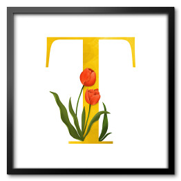 Obraz w ramie Roślinny alfabet - litera T jak tulipan