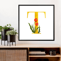 Obraz w ramie Roślinny alfabet - litera T jak tulipan