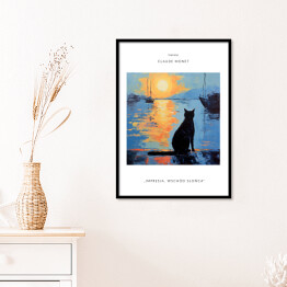 Plakat w ramie Obraz z kotem inspirowany sztuką - Claude Monet