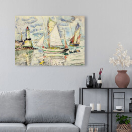 Obraz na płótnie Paul Signac Dwa statki rybackie przy wejściu do portu w Granville. Reprodukcja