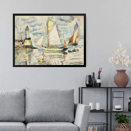 Obraz w ramie Paul Signac Dwa statki rybackie przy wejściu do portu w Granville. Reprodukcja