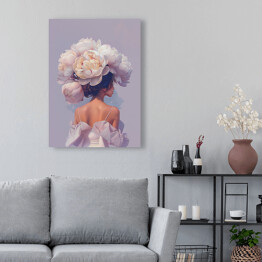 Obraz na płótnie Dziewczyna w kwiatach w kremowym odcieniu 