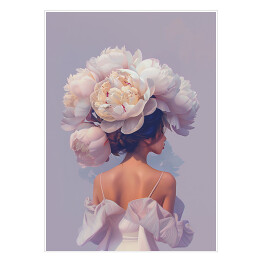 Plakat samoprzylepny Dziewczyna w kwiatach w kremowym odcieniu 