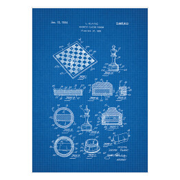 Plakat samoprzylepny Patent vintage szachy 