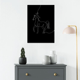 Plakat Biało czarny koń