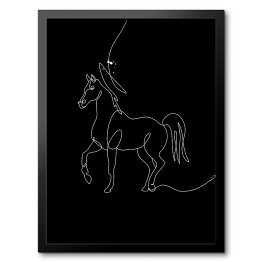 Obraz w ramie Biało czarny koń