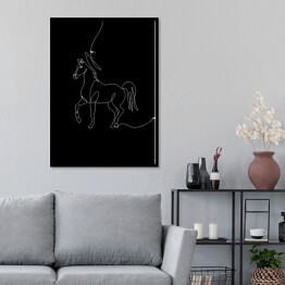 Plakat w ramie Biało czarny koń