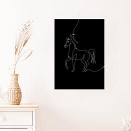 Plakat samoprzylepny Biało czarny koń