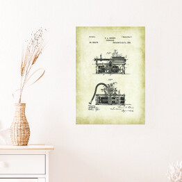 Plakat samoprzylepny T. A. Edison - fonograf - patenty na rycinach vintage