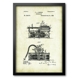 Obraz w ramie T. A. Edison - fonograf - patenty na rycinach vintage