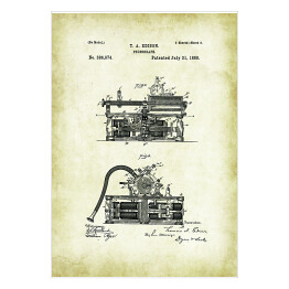 Plakat samoprzylepny T. A. Edison - fonograf - patenty na rycinach vintage