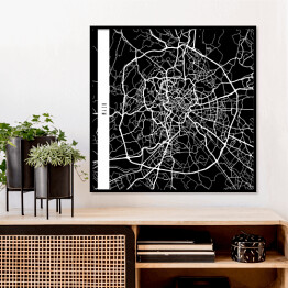 Plakat w ramie Mapa miast świata - Rzym - czarna