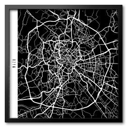 Obraz w ramie Mapa miast świata - Rzym - czarna