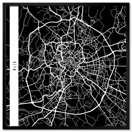 Plakat w ramie Mapa miast świata - Rzym - czarna
