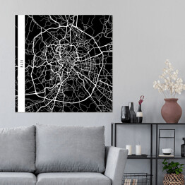 Plakat samoprzylepny Mapa miast świata - Rzym - czarna