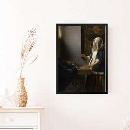 Obraz w ramie Jan Vermeer "Ważąca perły" - reprodukcja