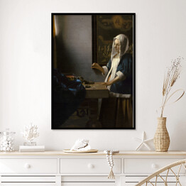Plakat w ramie Jan Vermeer "Ważąca perły" - reprodukcja